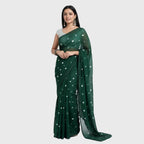 Linen Emerald Green Saree
