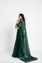 Linen Emerald Green Saree