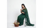 Linen Emerald Green Saree