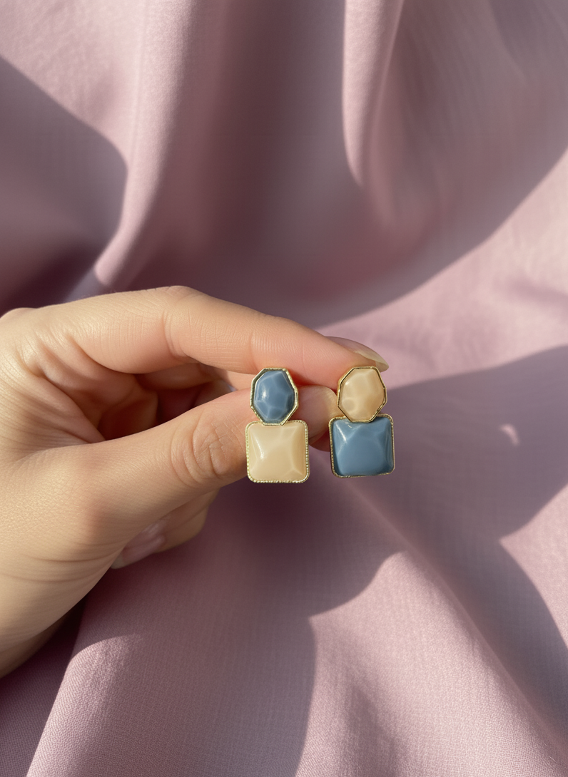 White and Blue Earrings