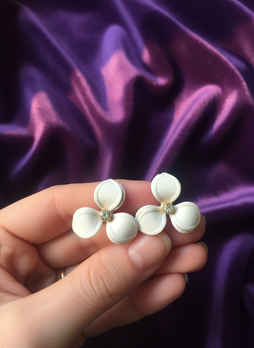 White Flower Earrings