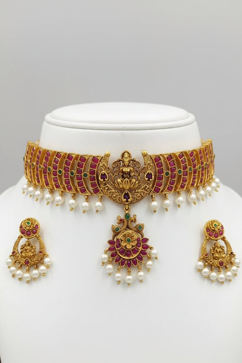 Regal Matte Temple Choker Set