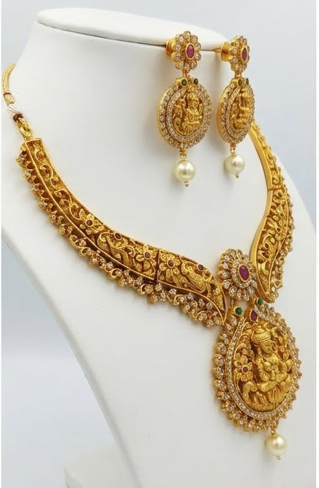 Regal Bridal Lakshmi Temple Necklace Set