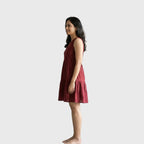 Maroon Sleeveless Tiered Dress