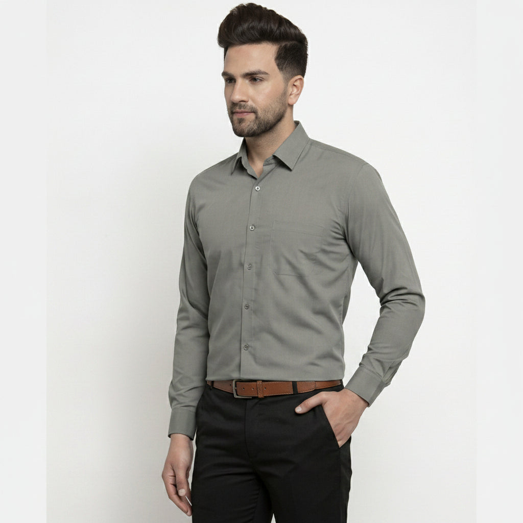 Classic Men's Steel Grey Formal Shirt