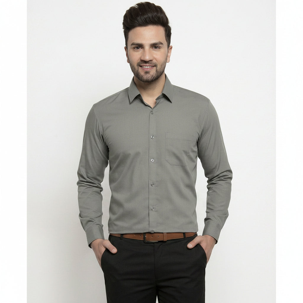 Classic Men's Steel Grey Formal Shirt