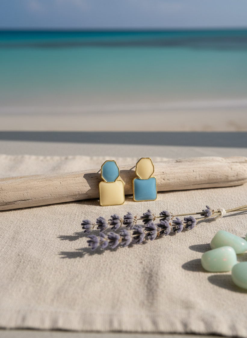 White and Blue Earrings