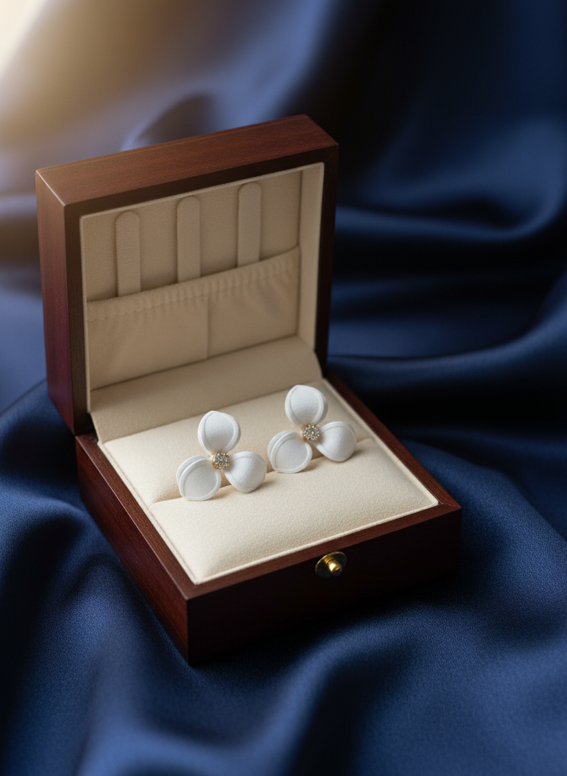 White Flower Earrings