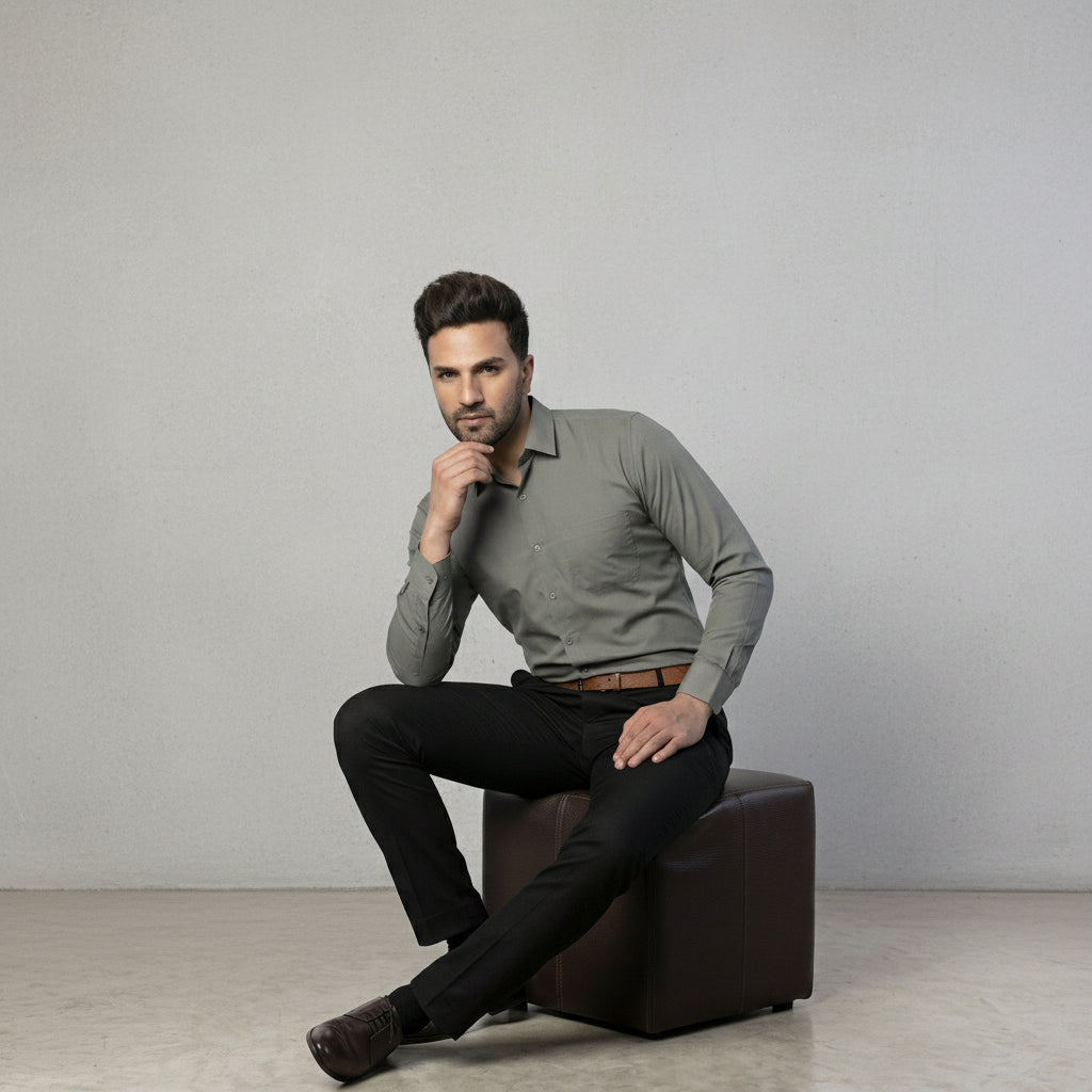 Classic Men's Steel Grey Formal Shirt