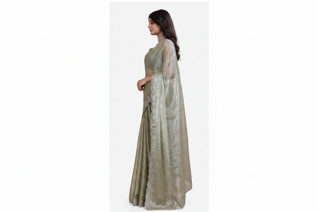 Sage Green Embellished Saree