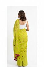 Lemon Green Heart Motif Saree