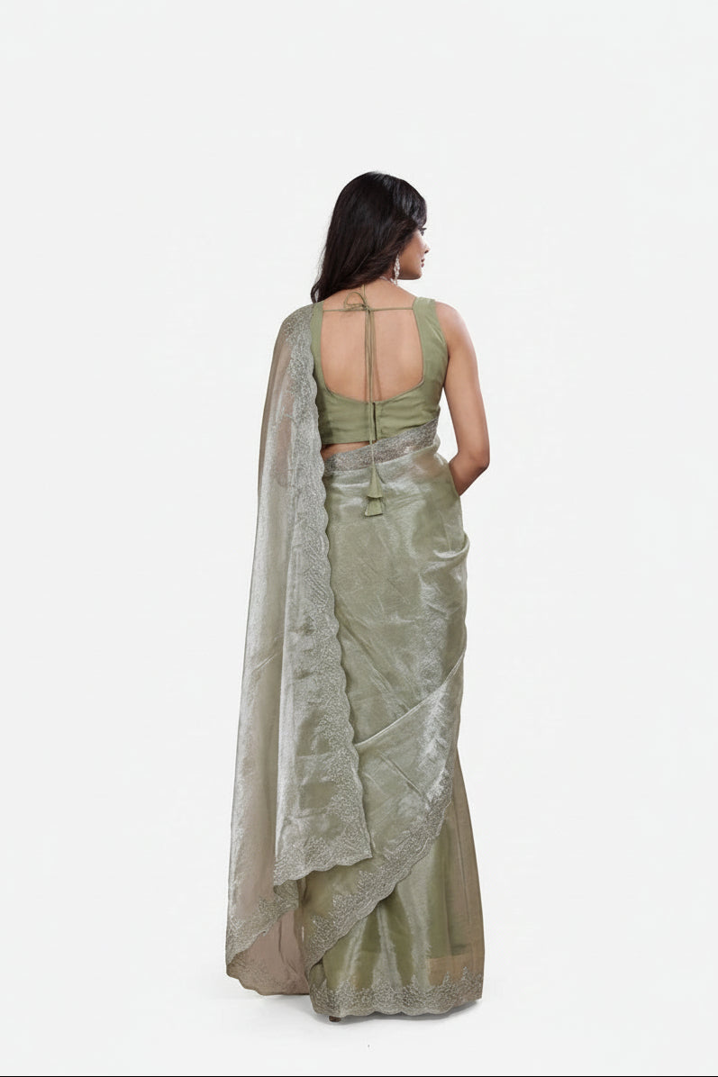 Sage Green Embellished Saree
