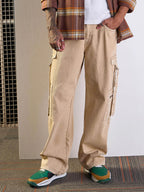 Beige Baggy Cargo Jeans