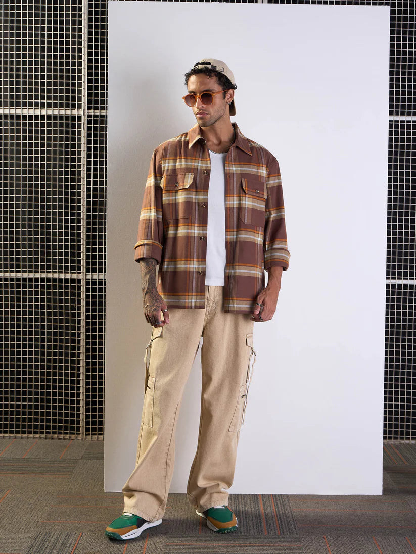 Beige Baggy Cargo Jeans