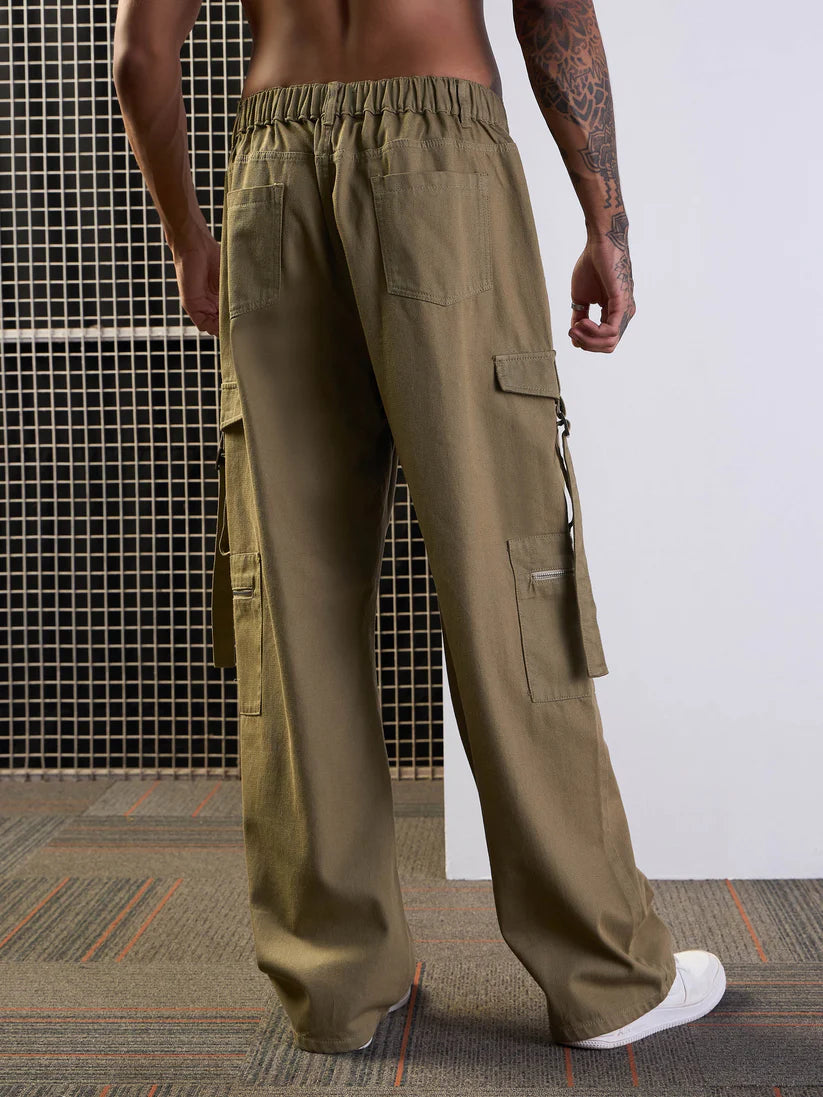Olive Baggy Cargo Jeans