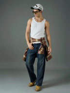 Front Detail Wide Leg Jeans
