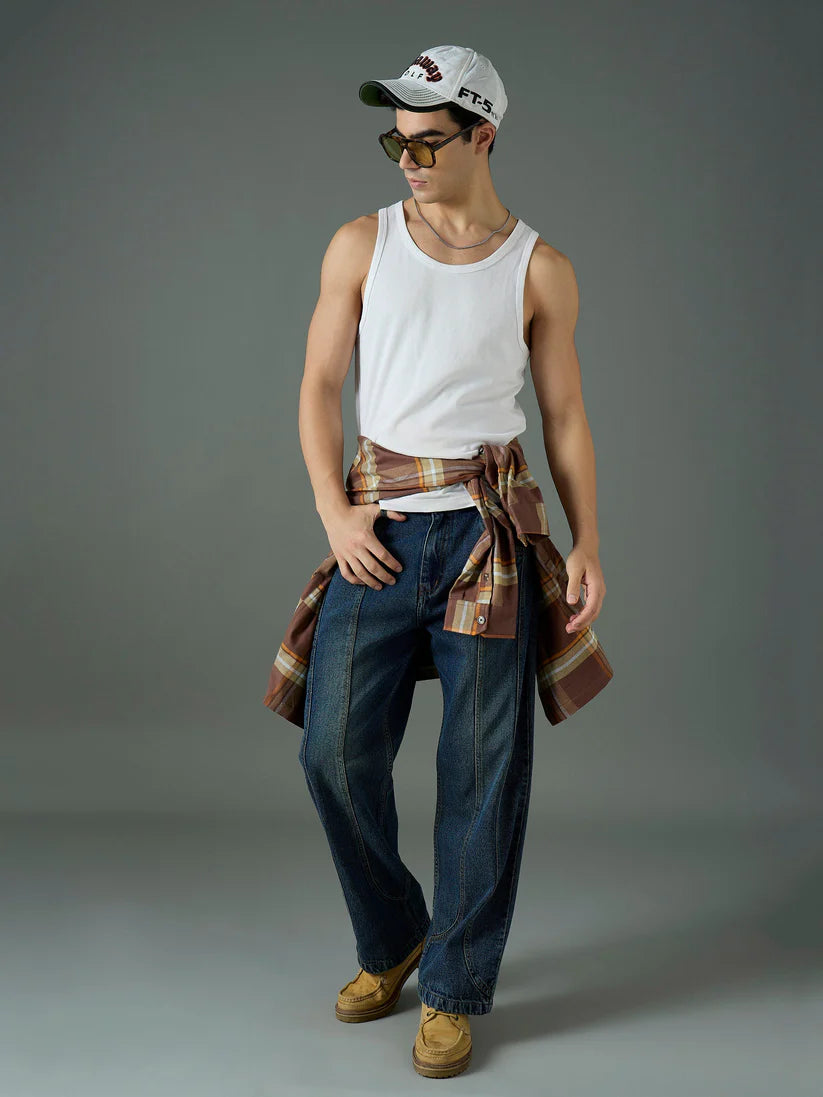 Front Detail Wide Leg Jeans