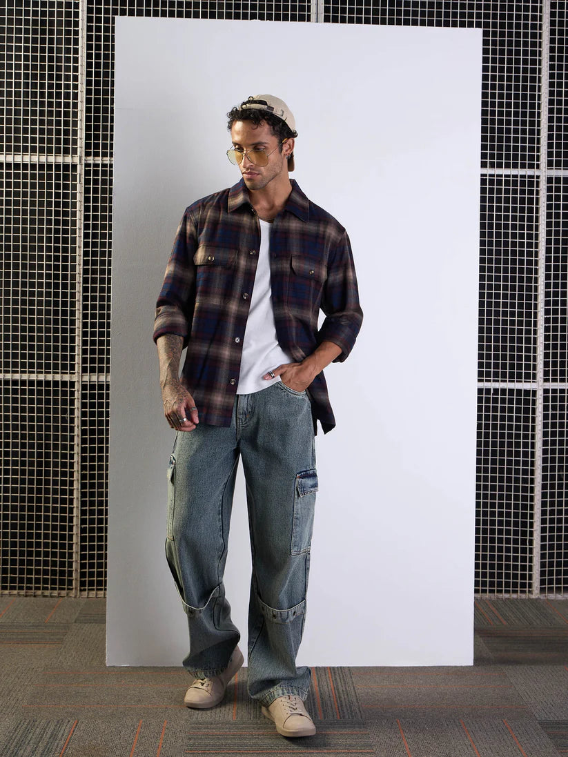 Men Check Pocket Shacket