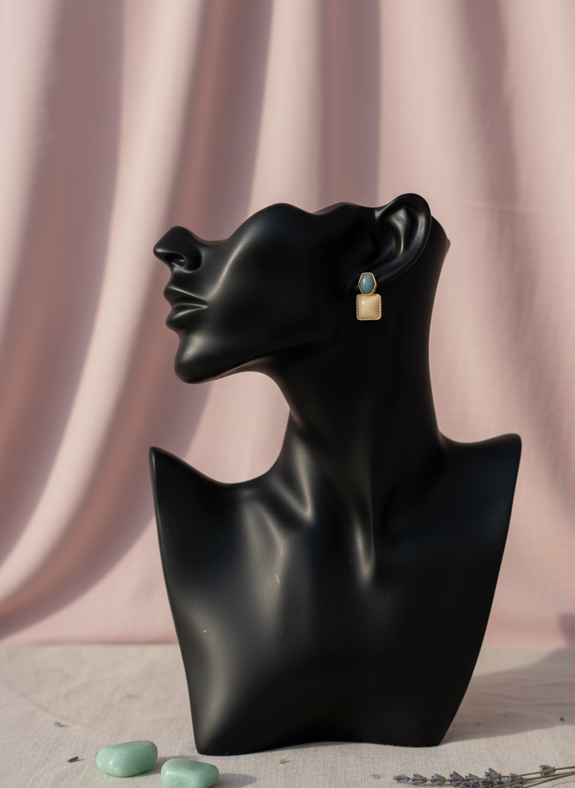 White and Blue Earrings