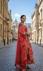 Red Embroidered Georgette with Dupatta