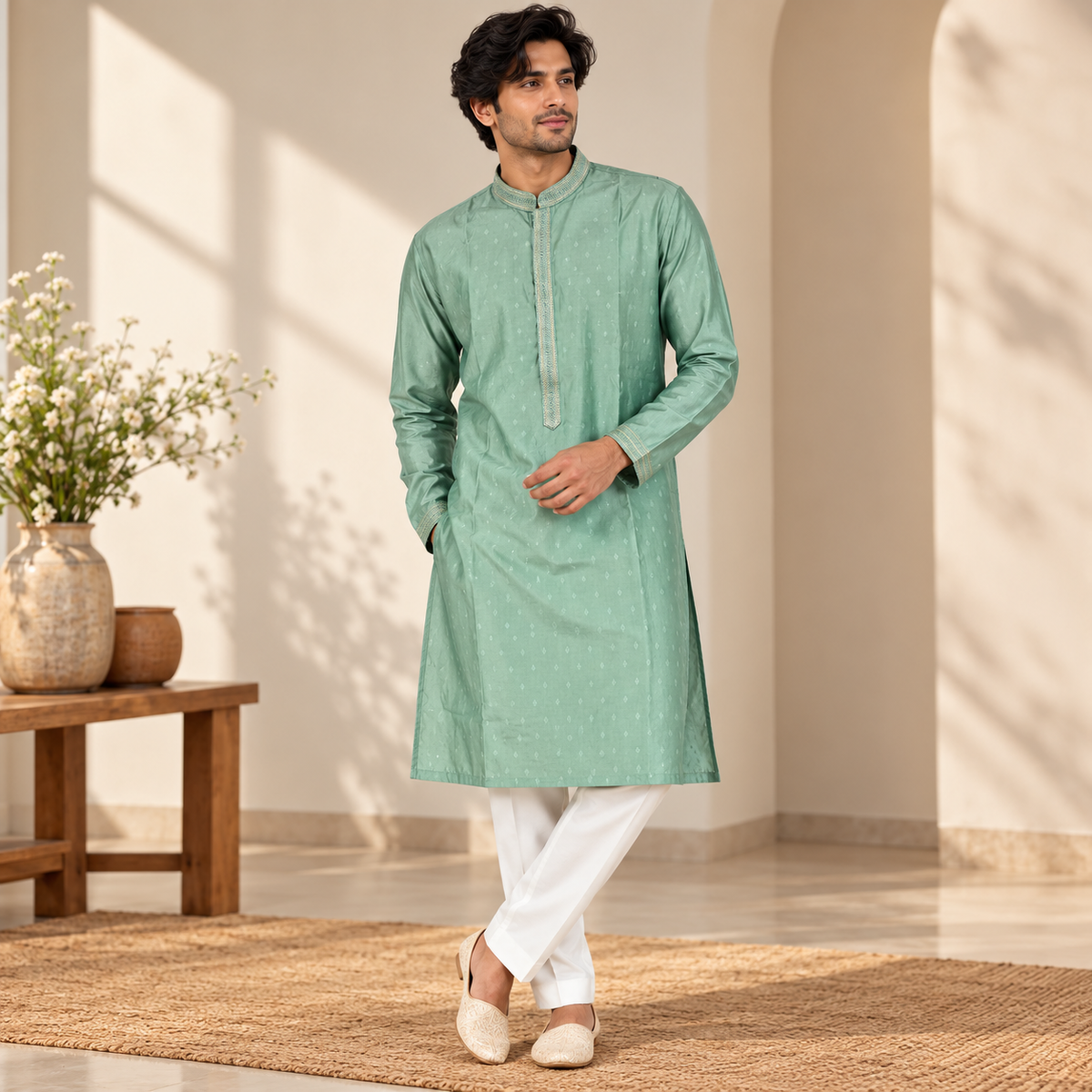 Premium Mint Green Men's Kurta