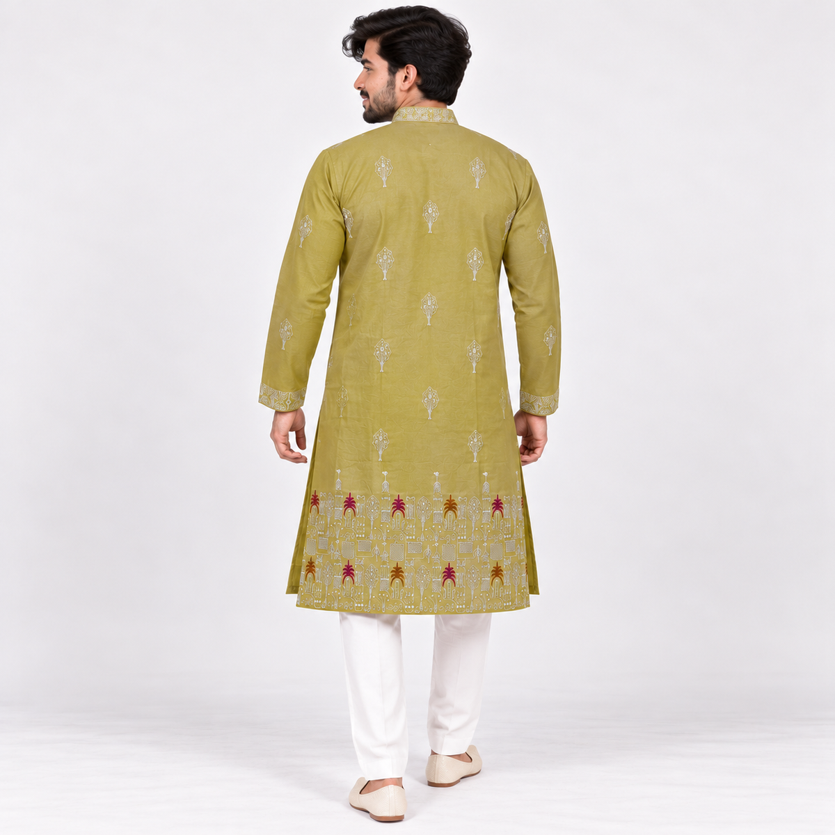 Men's Muted Lime Green Kurta Set