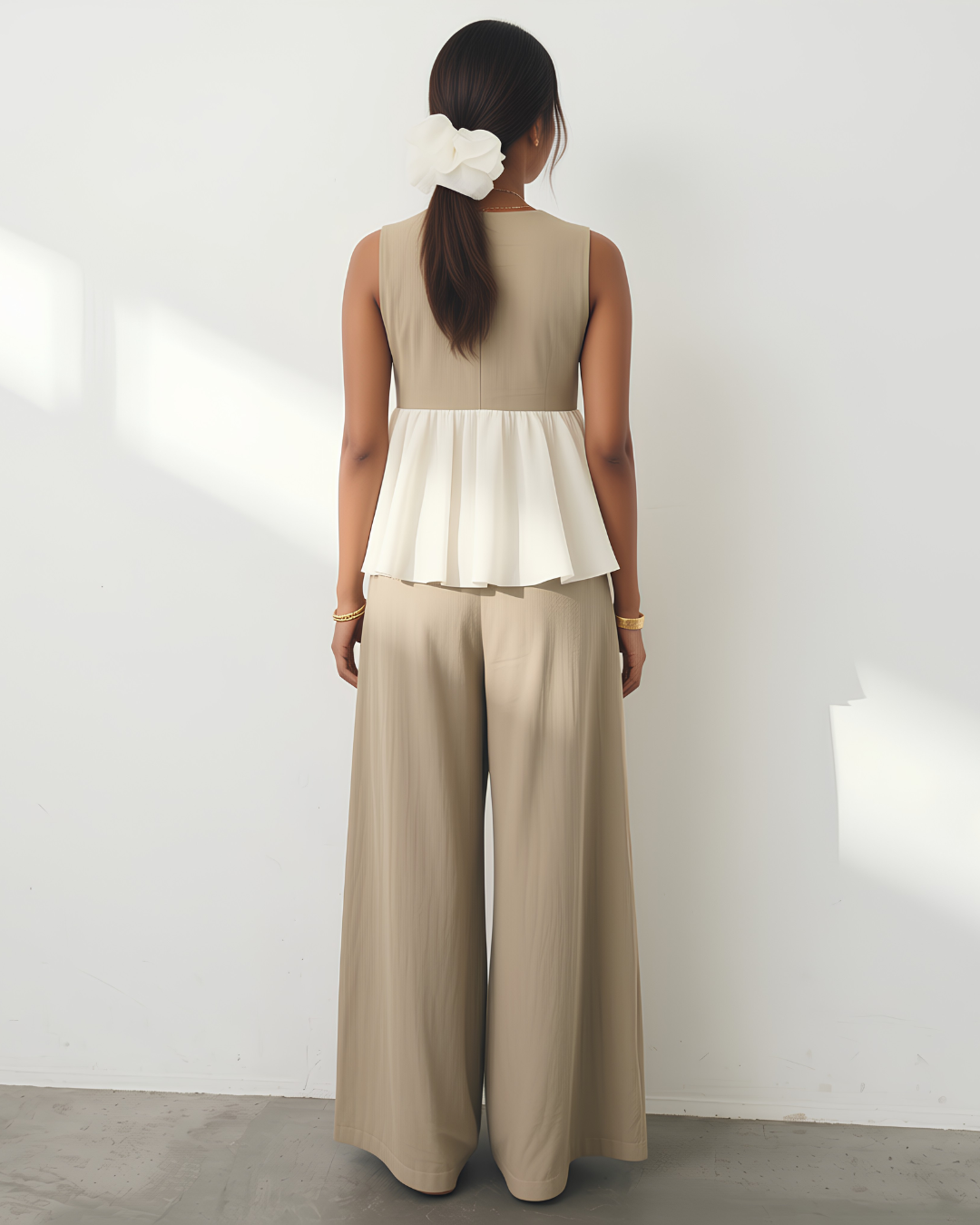 Chic Beige Peplum Co-ord Set