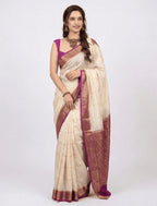 Off-White Silk Saree