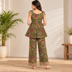 Kids Olive Green Printed Co-ord Set