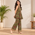 Kids Olive Green Printed Co-ord Set
