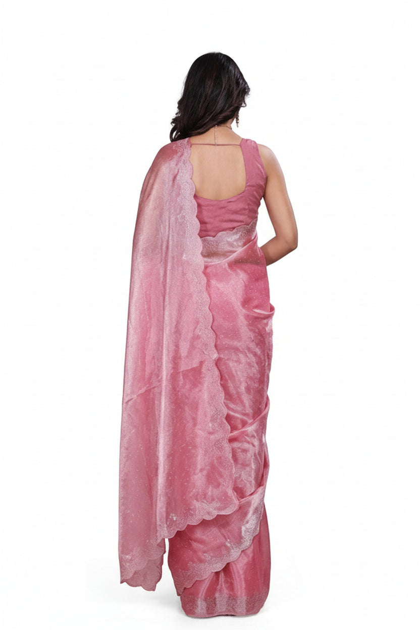 Pink Embellished Saree
