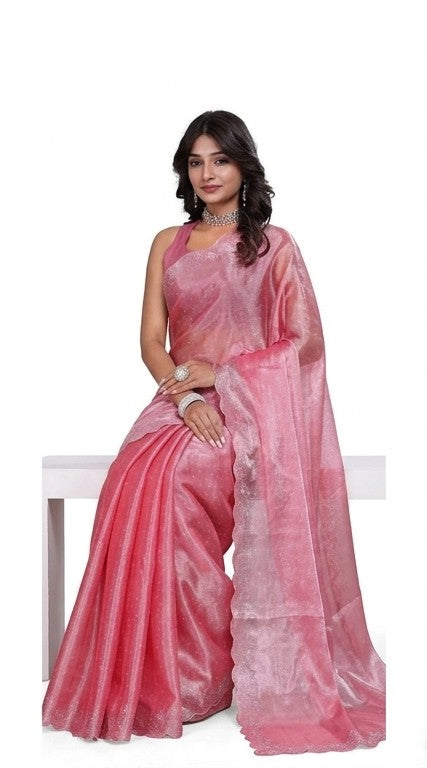 Pink Embellished Saree