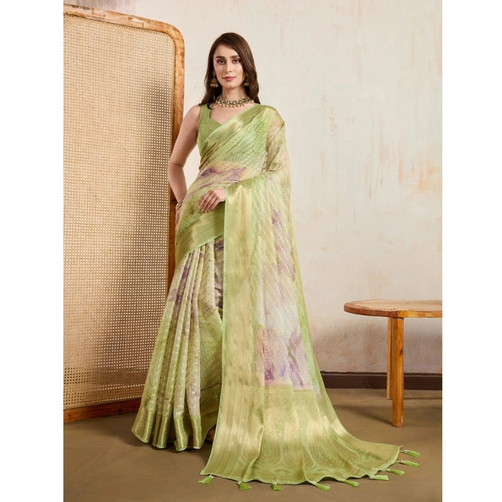 Mint Meadow Printed Viscose Saree