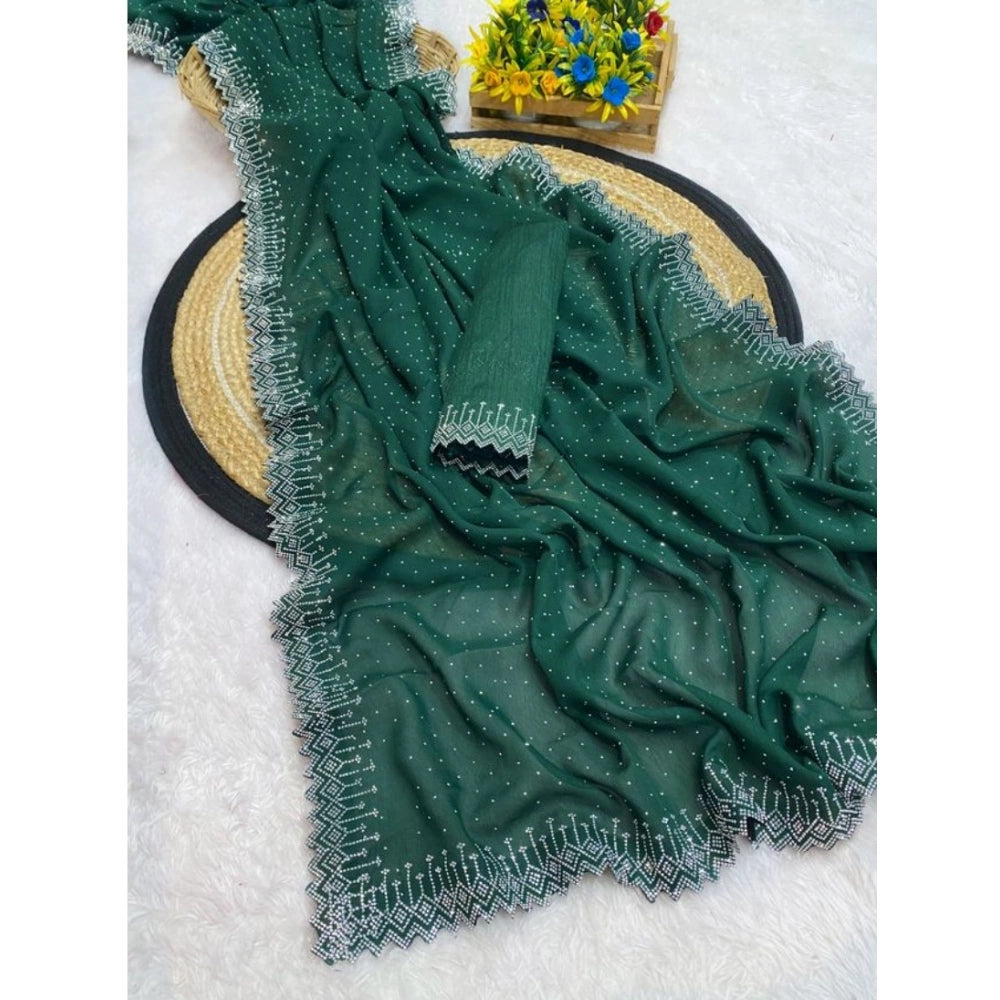 Green Georgette Stone Work Saree