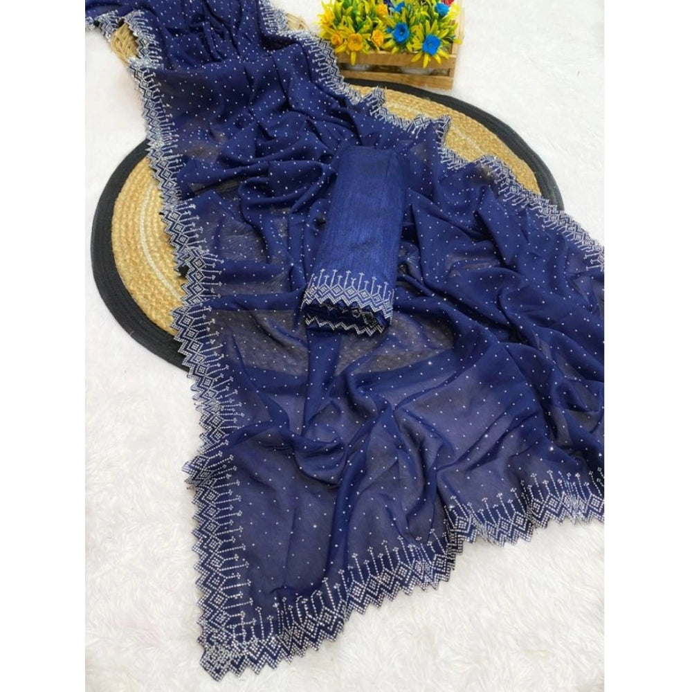 Blue Georgette Stone Work Saree