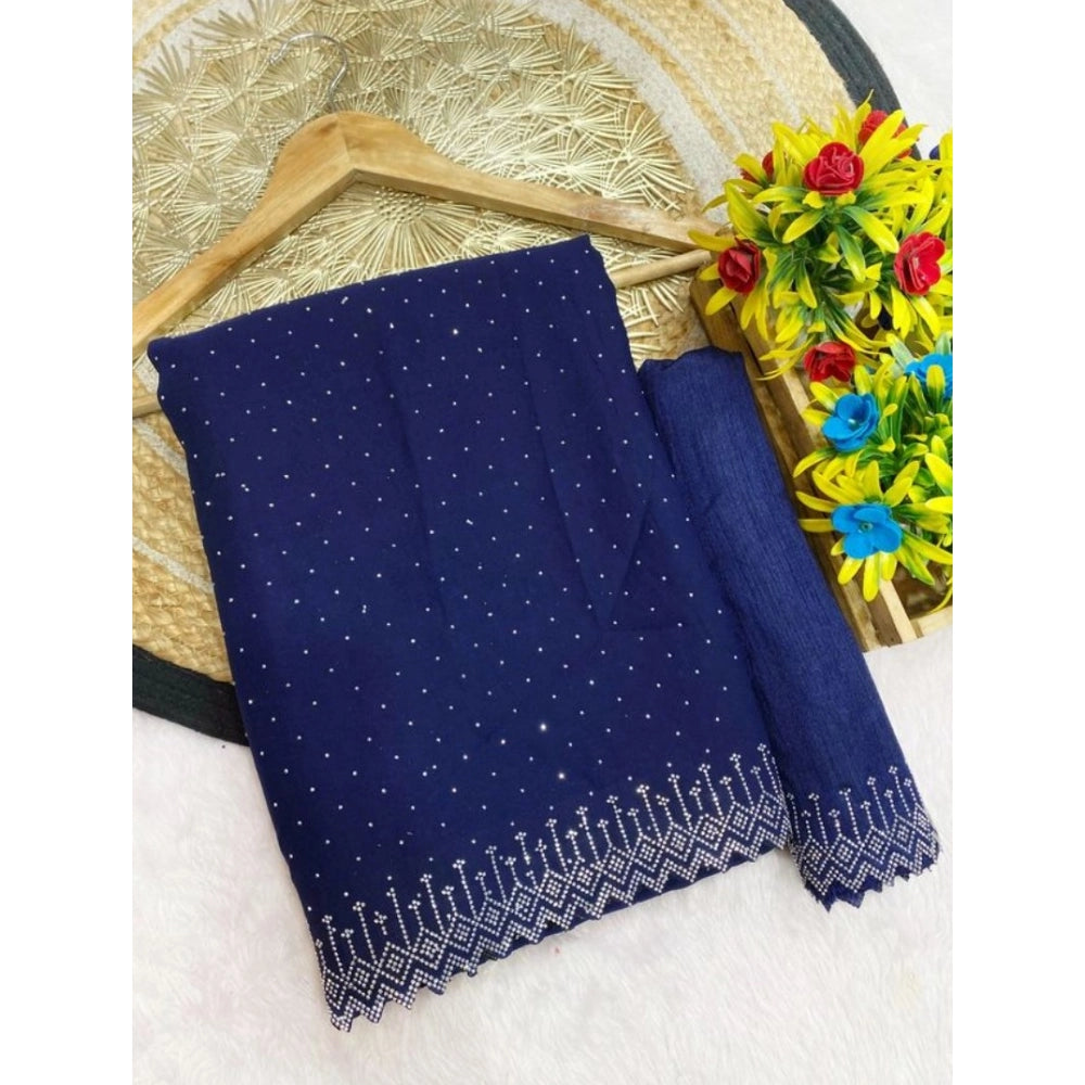 Blue Georgette Stone Work Saree
