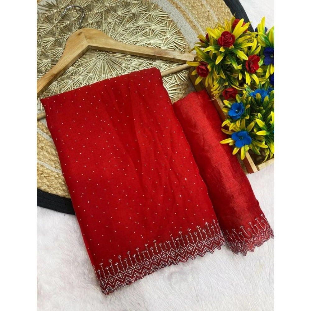 Vibrant Red Georgette Stone Work Saree