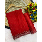 Vibrant Red Georgette Stone Work Saree