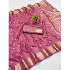 Pink Woven Jacquard Silk Saree