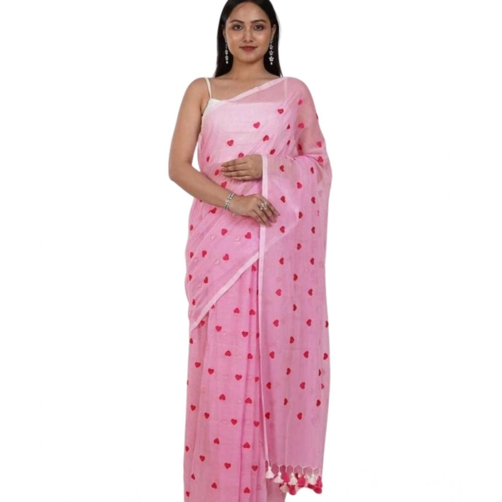 Blush Pink Linen Saree