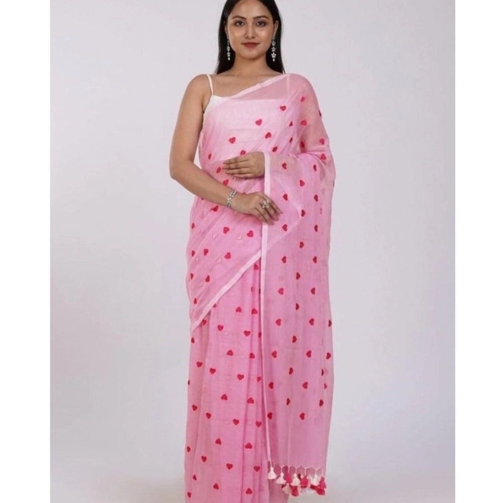 Blush Pink Linen Saree