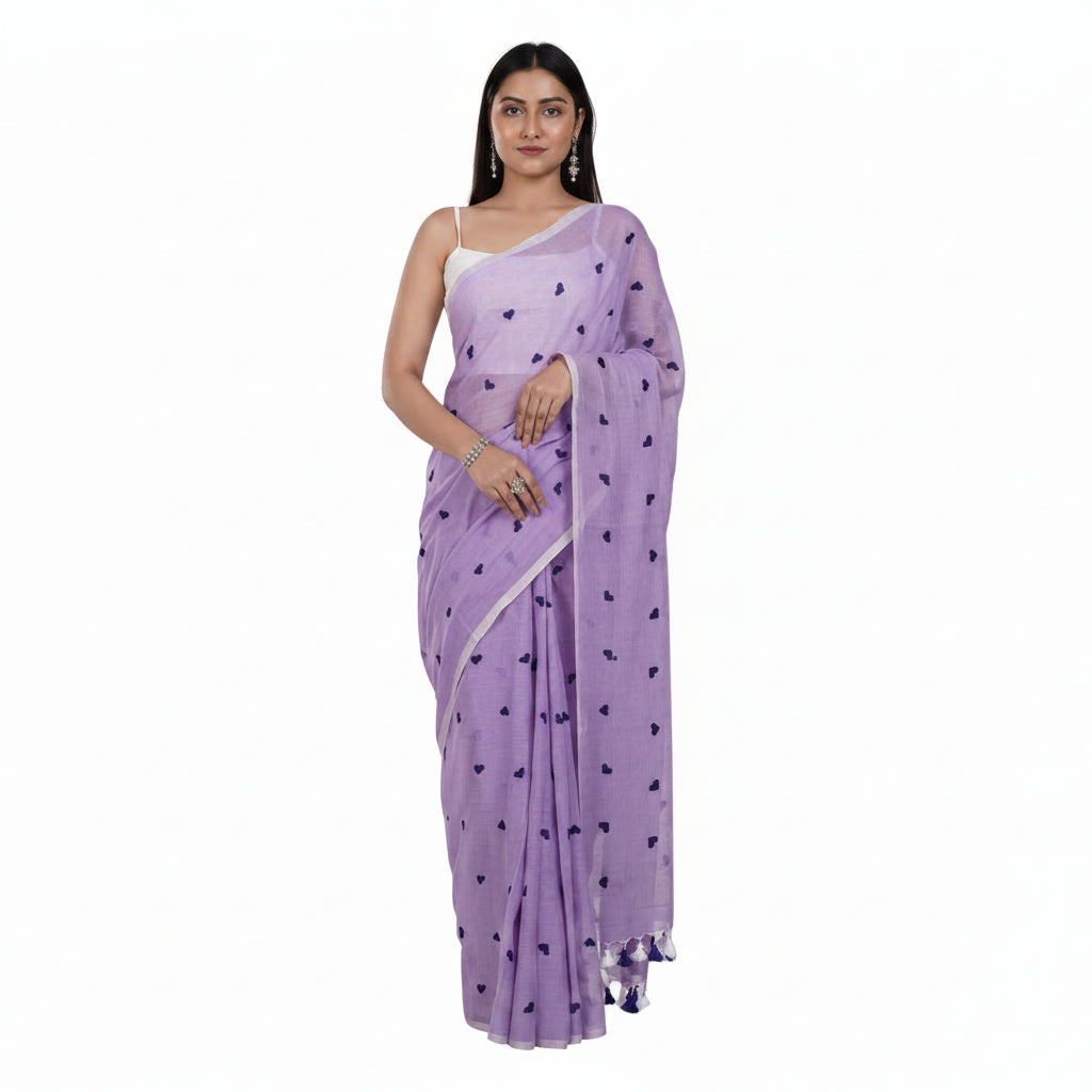 Lilac Breeze Linen Saree