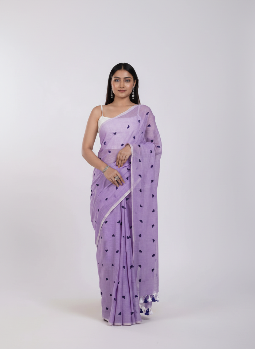 Lilac Breeze Linen Saree