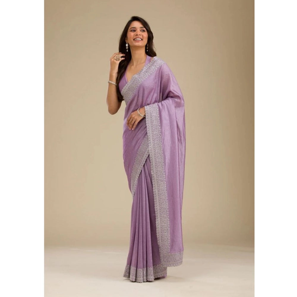 Mauve Saree with Silver Work