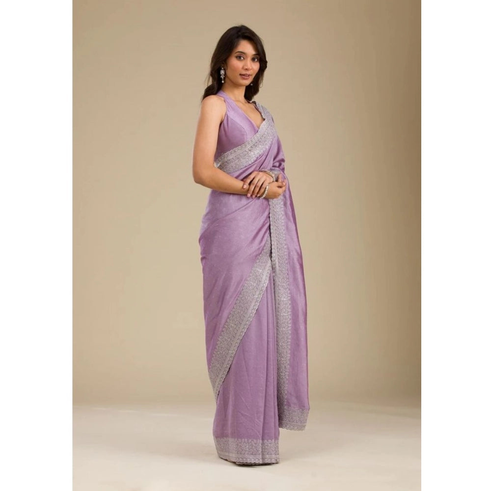 Mauve Saree with Silver Work