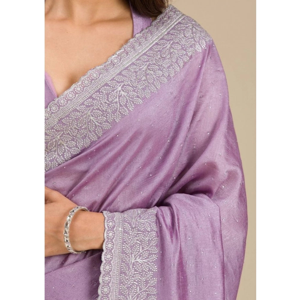 Mauve Saree with Silver Work