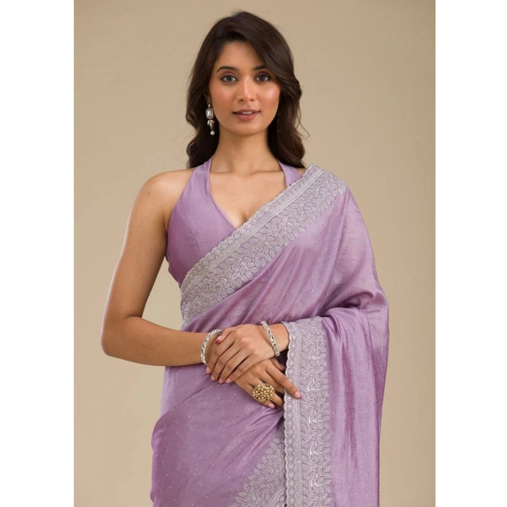 Mauve Saree with Silver Work