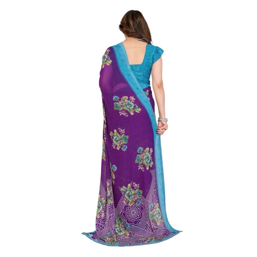 Floral Printed Georgette Saree