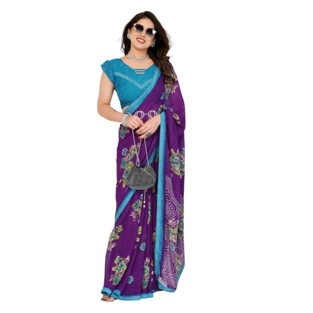 Floral Printed Georgette Saree