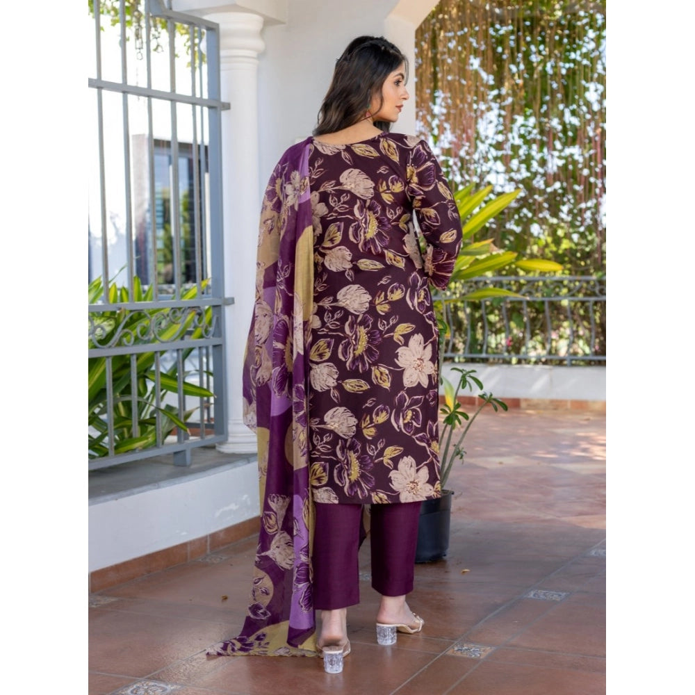 Purple Floral Kurta Set